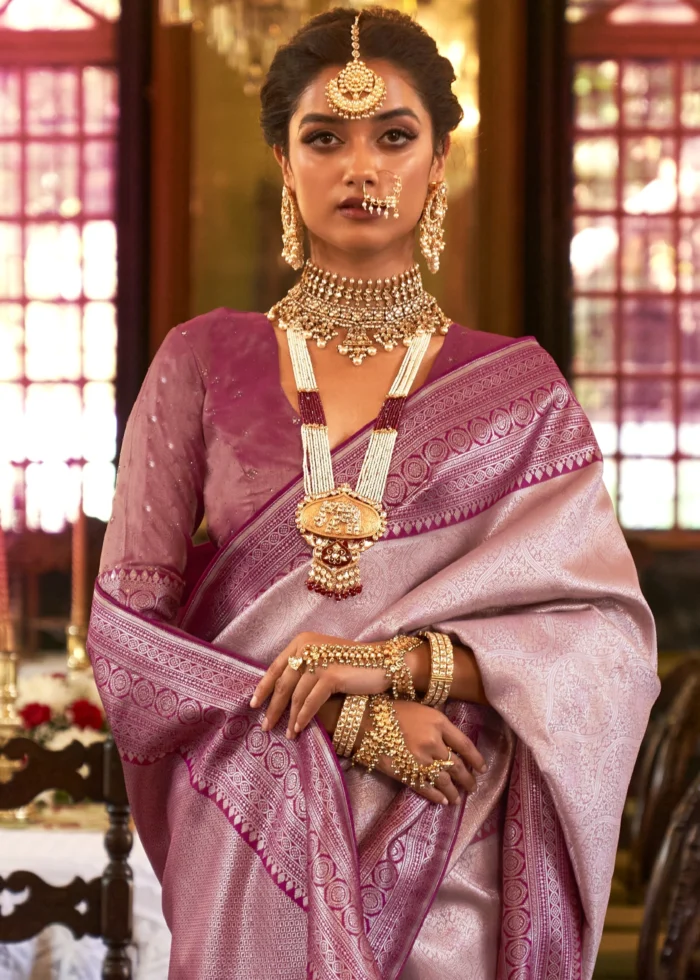 Rose Pink Kanjivaram Saree