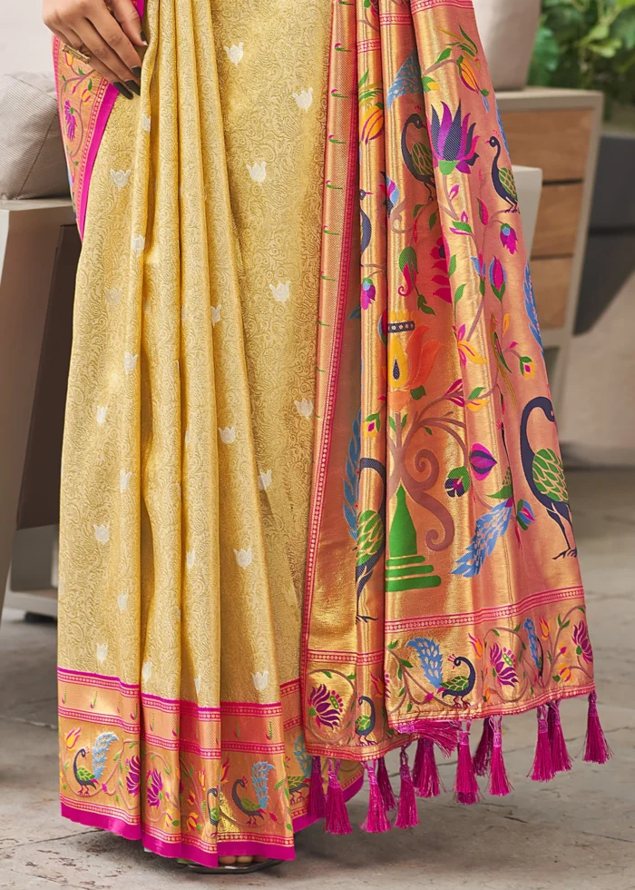 Safari Beige Paithani Silk Saree