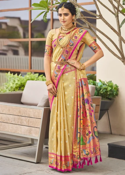 Safari Beige Paithani Silk Saree