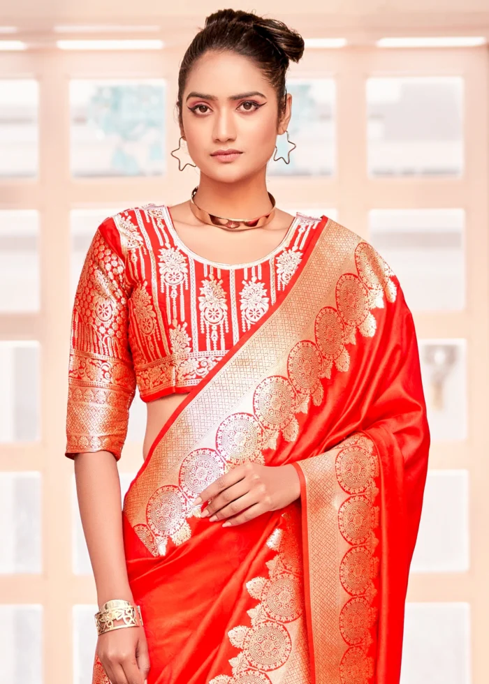 Scarlet Red Banarasi Saree