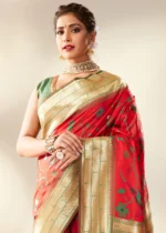 Scarlet Red Paithani Silk Saree