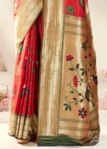 Scarlet Red Paithani Silk Saree