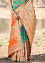 Seafoam Green Kashmiri Jamawar Saree