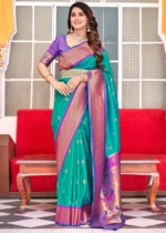 Seafoam Green Paithani Silk Saree