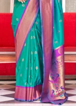 Seafoam Green Paithani Silk Saree