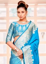 Sky Blue Banarasi Saree