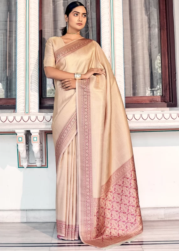 Tan Beige Kanjivaram Saree