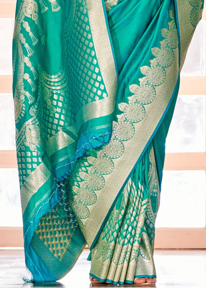 Teal Green Banarasi Saree