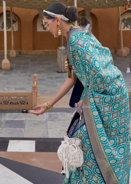 Turquoise Blue Patola Saree