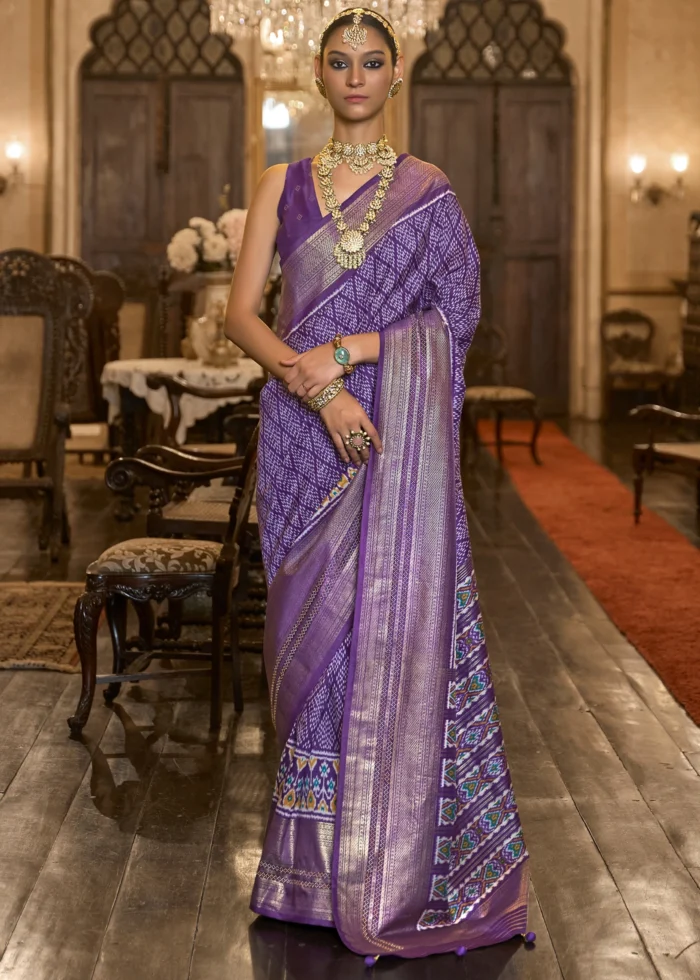 Twilight Purple Patola Silk Saree