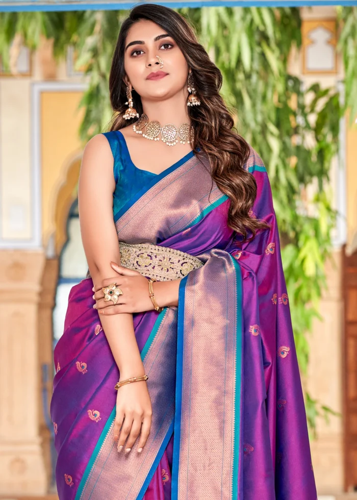 Violet Paithani Silk Saree