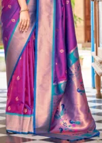 Violet Paithani Silk Saree