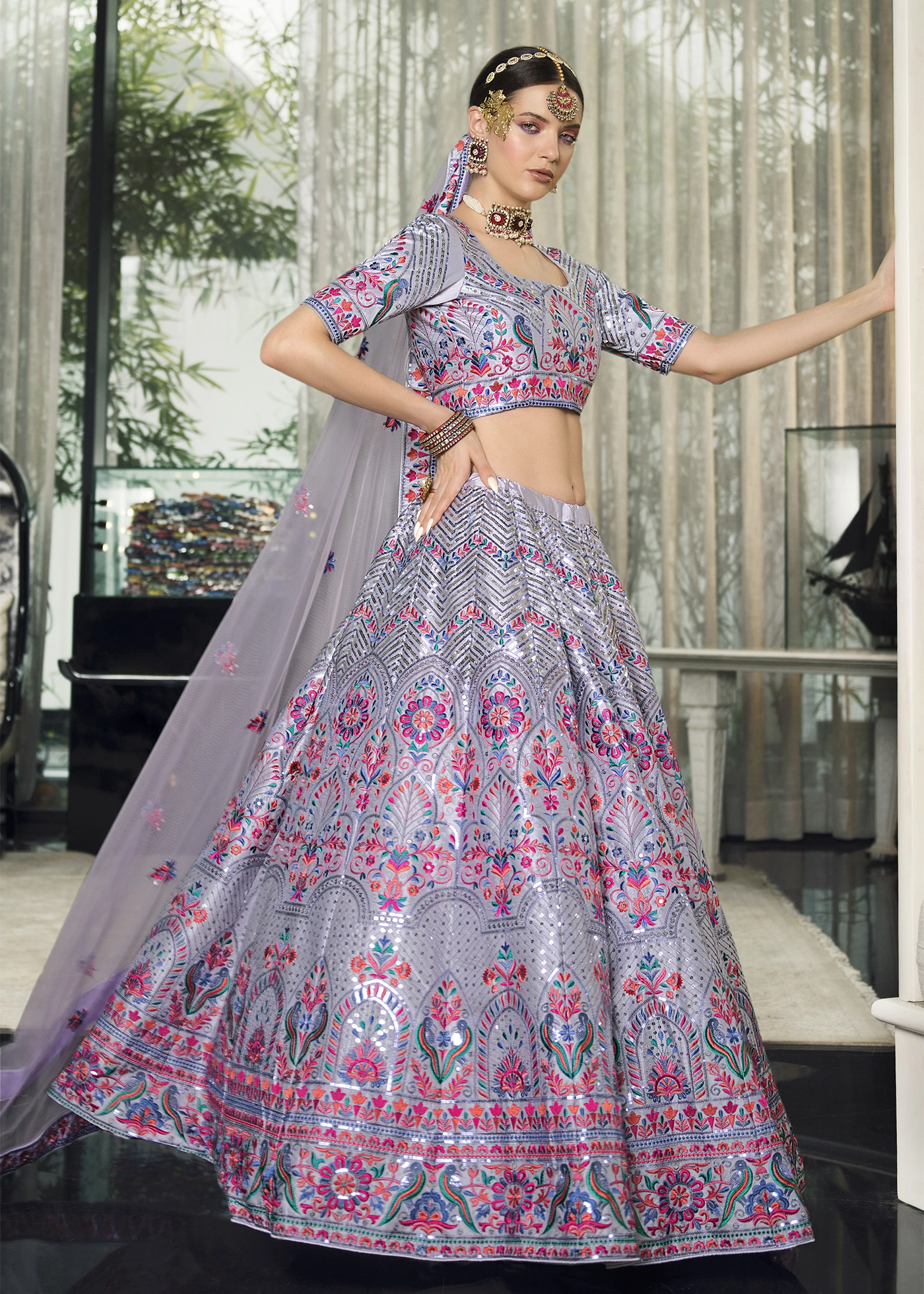 Violet Silk Lehenga