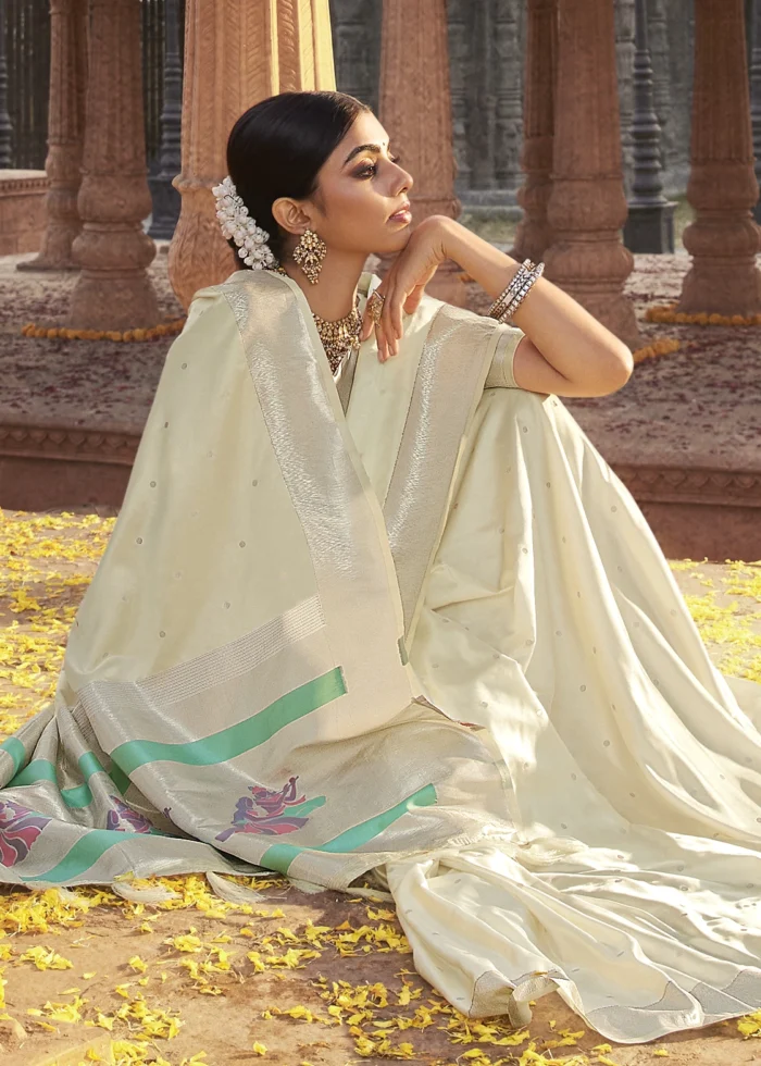 White Paithani Saree