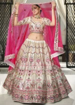 White Silk Lehenga