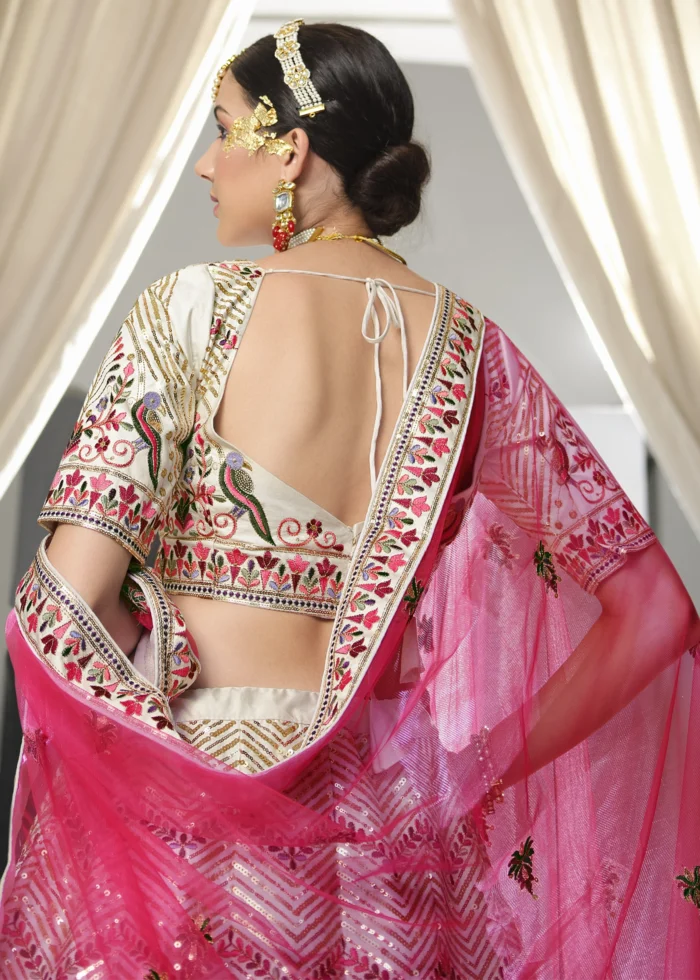 White Silk Lehenga