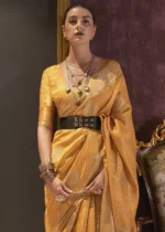 Yellow Banarasi Silk Saree