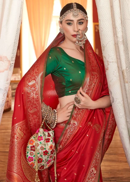 Bridal Red Banarasi Saree