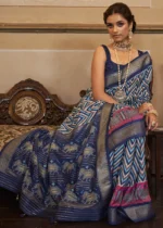 Cobalt Blue Patola Silk Saree