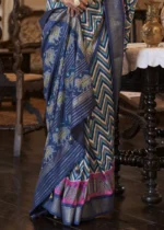 Cobalt Blue Patola Silk Saree