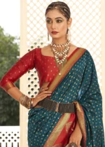 Coral Blue Banarasi Silk Saree