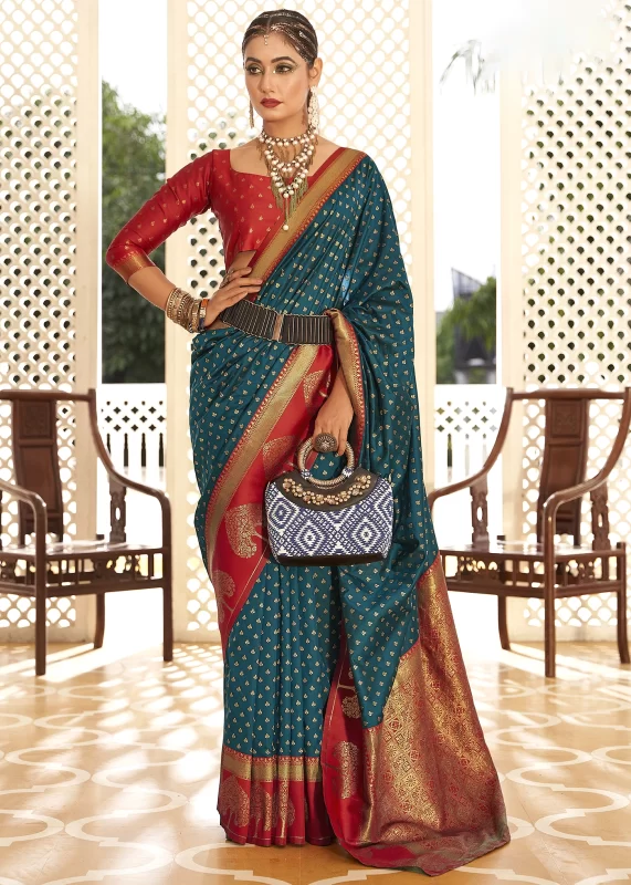 Coral Blue Banarasi Silk Saree