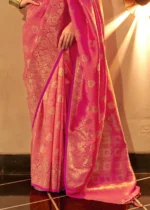 Coral Peach Banarasi Saree