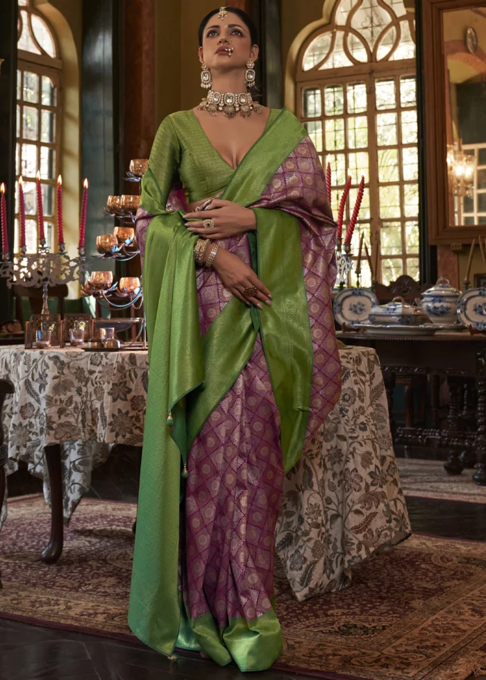 Dahlia Purple Kanjivaram Saree