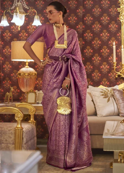 Dahlia Purple Kanjivaram Saree