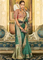 Emerald Green Banarasi Organza Saree