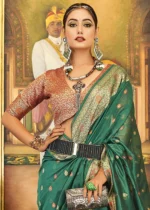 Emerald Green Banarasi Organza Saree