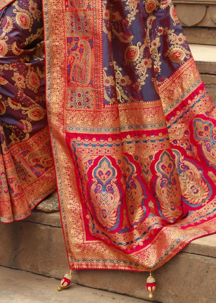 English Violet Banarasi Saree