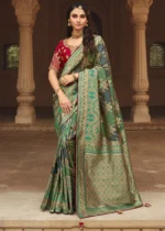 Forest Green Banarasi Saree