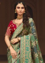 Forest Green Banarasi Saree