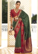 Forest Green Banarasi Silk Saree