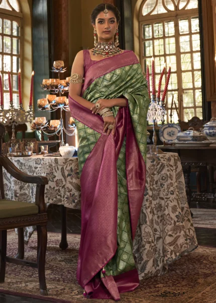 Forest Green Kanjivaram Saree