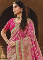 Fuchsia Pink Banarasi Saree