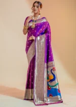 Grape Purple Paithani Silk Saree