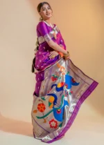 Grape Purple Paithani Silk Saree