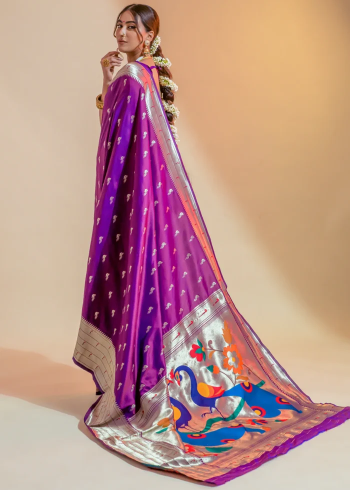 Grape Purple Paithani Silk Saree