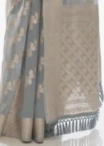 Gray Organza Silk Saree