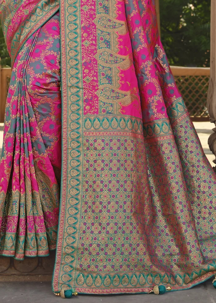 Hot Pink Banarasi Saree