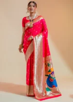 Hot Pink Paithani Silk Saree