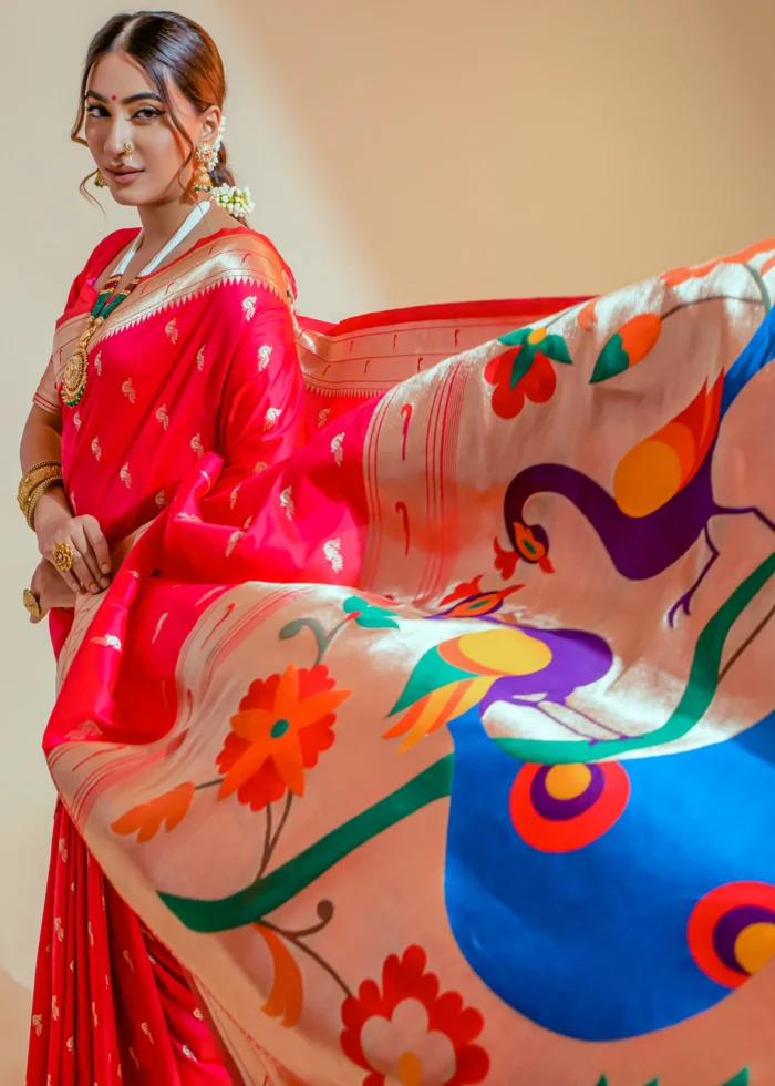 Hot Pink Paithani Silk Saree