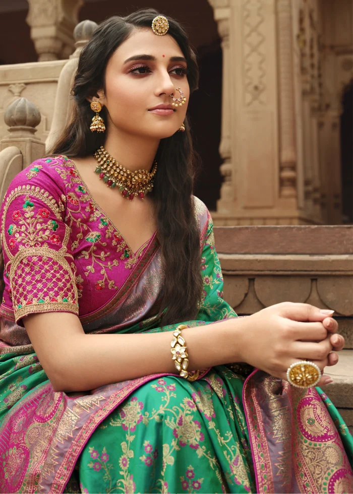 Jade Green Banarasi Saree