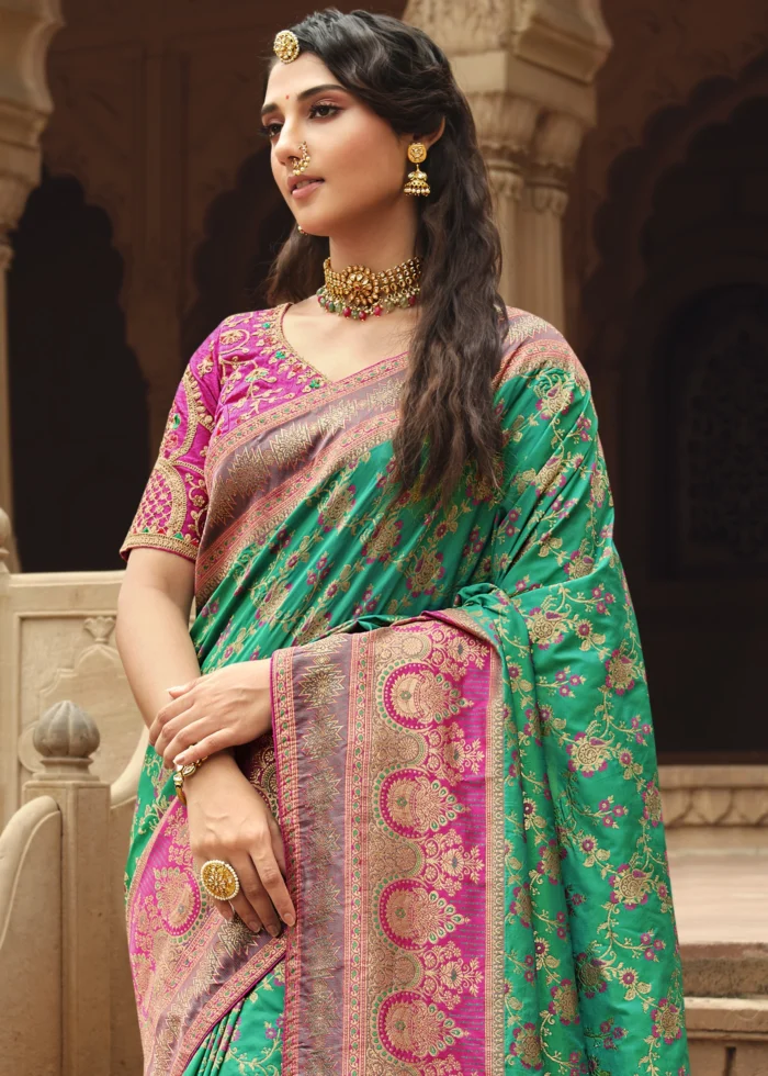 Jade Green Banarasi Saree