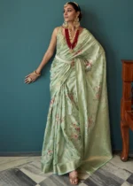 Light Green Floral Print Saree