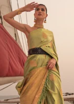 Light Green Satin Silk Saree