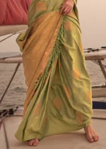 Light Green Satin Silk Saree