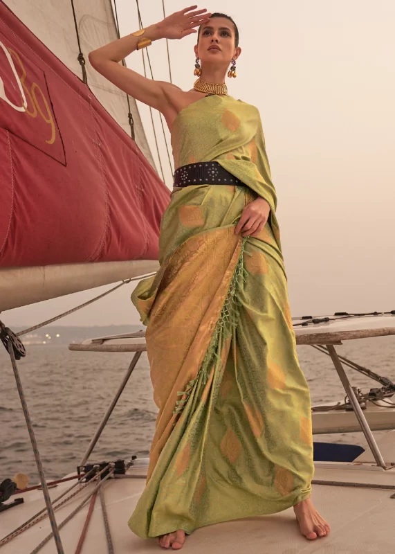 Light Green Satin Silk Saree